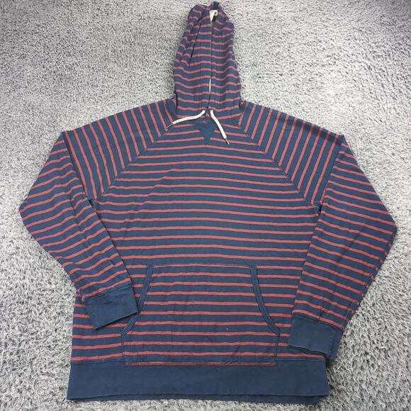J Crew Hoodie Men Extra Large Blue Red Sweatshirt Athleisure Outdoor Fleece - Picture 1 of 6